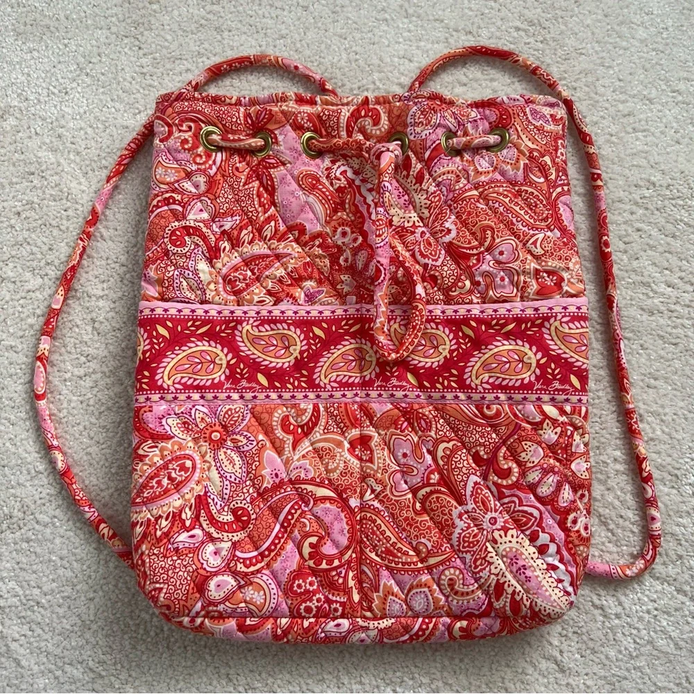 Vera Bradley Orange Sherbet String Backpack - Picture 2 of 8